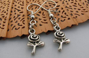 Tiny Rose Earrings in Silver