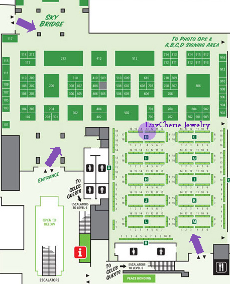 LuvCherie Jewelry at Emerald City Comicon Artist Alley D-13 Map